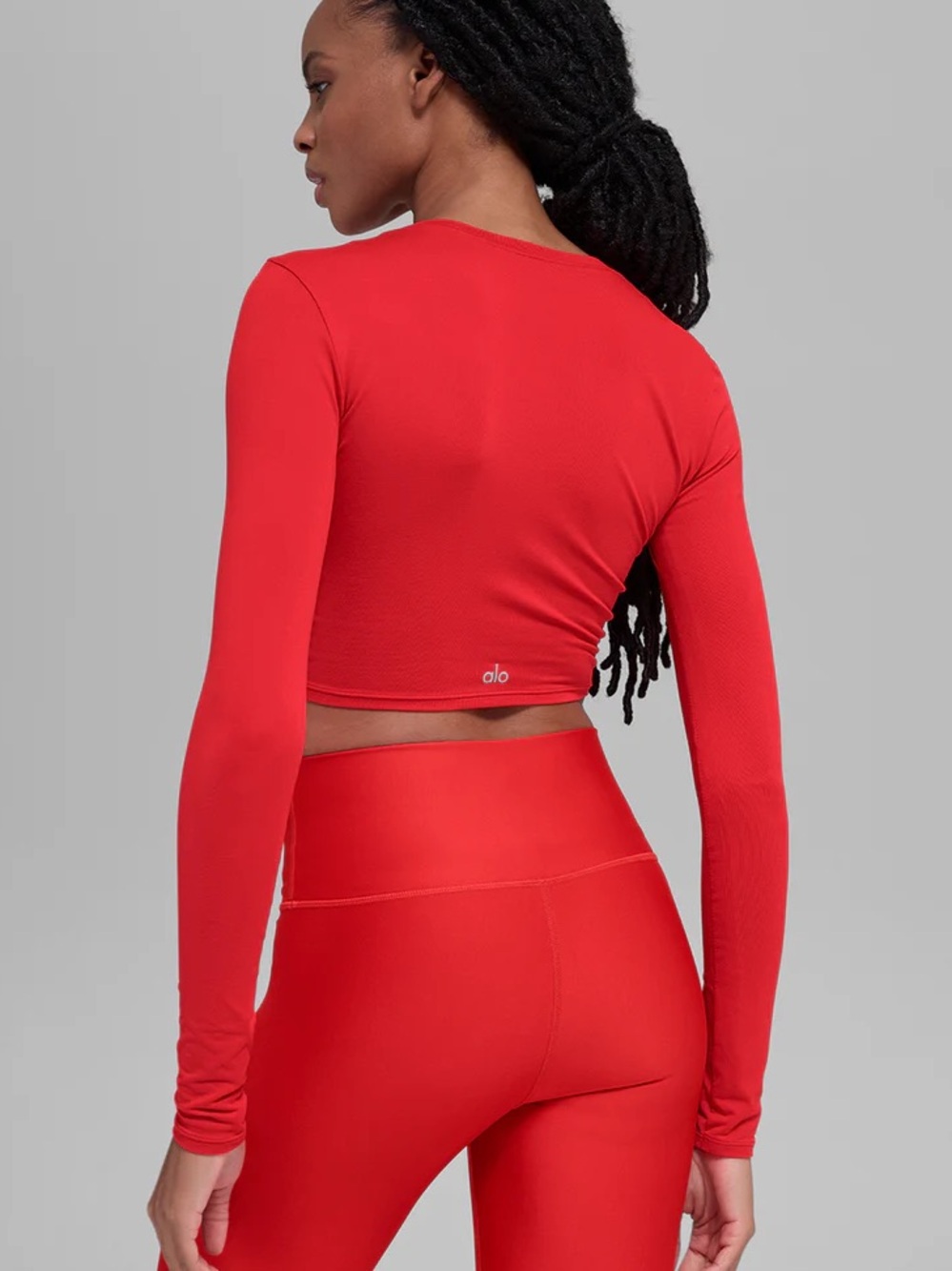 Alo Alosoft Crop Finesse Long Sleeve Workout Top